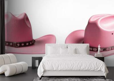 set of pink cowboy hat isolated on transparent background Wall mural