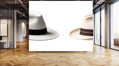 set of white hats isolated on transparent background Wall mural