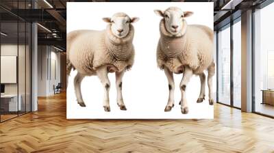 two sheep isolated on transparent background Wall mural