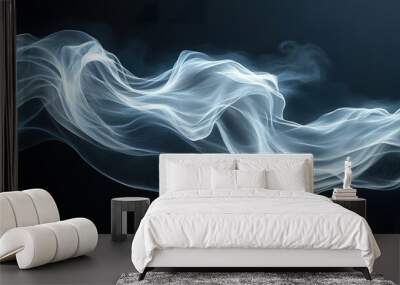 a dynamic representation of wind with flowing lines or abstract shapes suggesting movement and breeze isolated on a dark background Wall mural