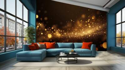 Background of bokeh light and abstract gold glitter Wall mural