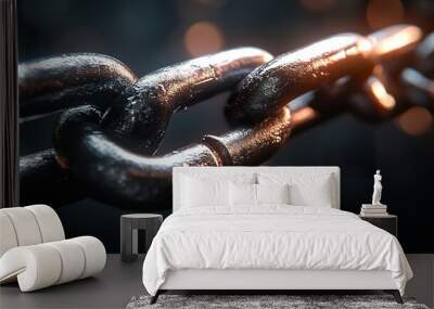 Detailed Chain Link Design with Reflections Wall mural