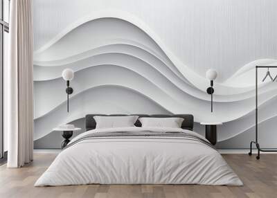 Flowing waves textures on a white background, Generative AI Wall mural