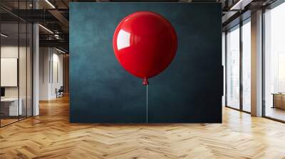 Glossy Red Balloon on Dark Background Wall mural