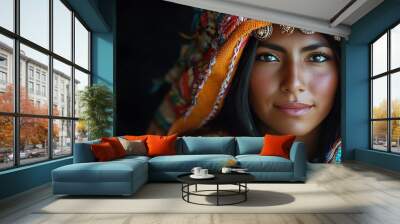 Peruvian Woman in Traditional Attire Wall mural