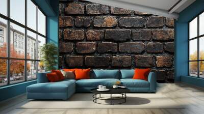 Weathered Brick Wall with Signs of Wear and Aging Wall mural