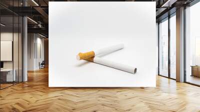 two brown cigarette on isolated white background Wall mural