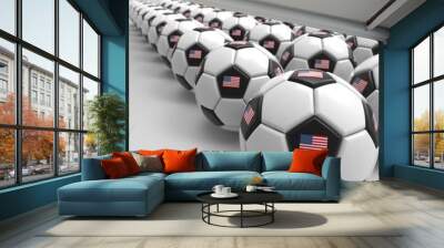 3d illustration of soccer ball with stars and stripes Wall mural