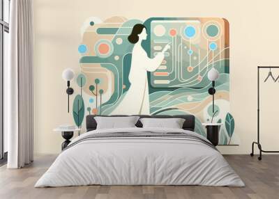 Large-scale language model AI (LLM) concept vector illustration. Wall mural