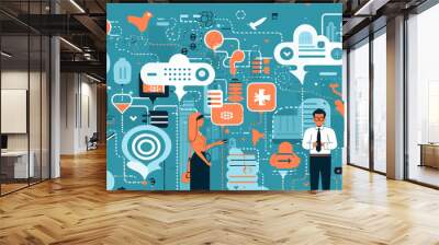 Large-scale language model AI concept vector illustration. Wall mural