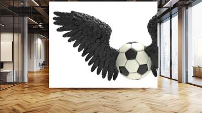 Soccer ball with the Black Wings under white background. 3D illustration. 3D high quality rendering. Wall mural