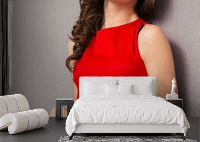 Attractive woman in red dress Wall mural