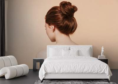 Back view photo of a young redhead woman Wall mural