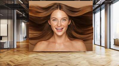 Beauty portrait of a beautiful healthy young topless woman Wall mural