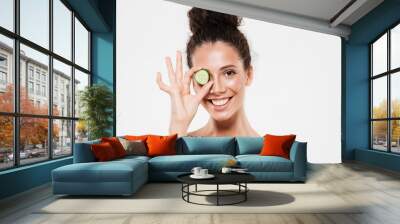 Beauty portrait of a smiling young woman Wall mural