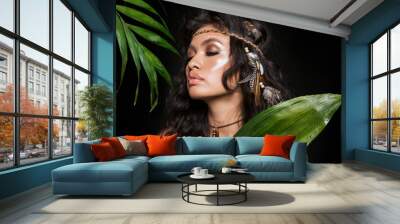 Beauty portrait of an attractive young brunette woman Wall mural