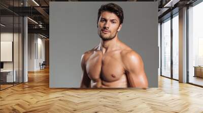 Close up portrait of a sexy man with naked torso Wall mural