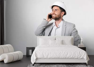 Confident bearded man builder wearing suit Wall mural