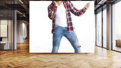 Full length portrait of a cheerful attractive man Wall mural