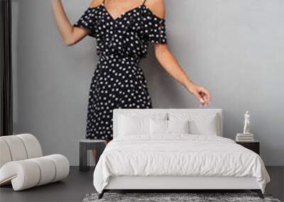 full length portrait of a cheerful young girl in dress Wall mural