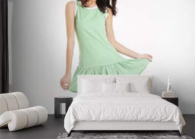 Full length portrait of a happy girl dressed in dress posing Wall mural