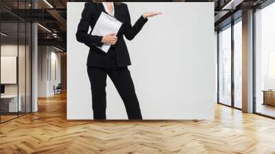 Full length portrait of a joyful young businesswoman in suit Wall mural