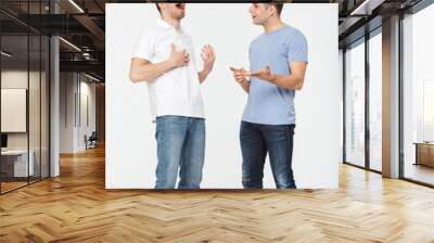 Full length portrait of two handsome young men Wall mural