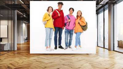 Group of cheerful teenagers isolated Wall mural