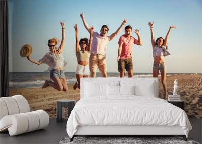 Group of excited young friends Wall mural