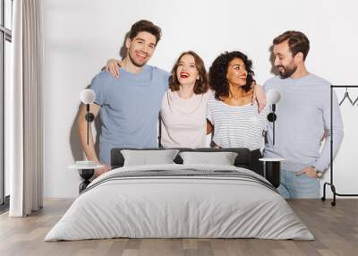 Group of happy multiracial people standing together Wall mural