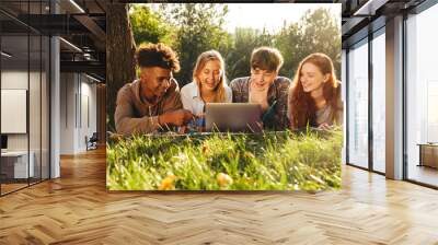 Group of smiling multhiethnic students Wall mural