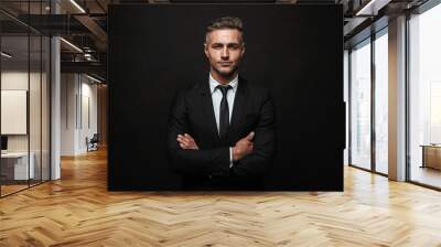 Handsome confident businessman wearing suit Wall mural