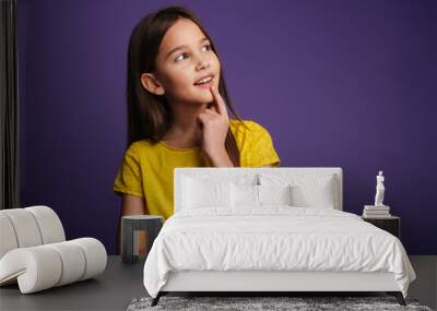 Photo of happy nice girl smiling and looking aside Wall mural