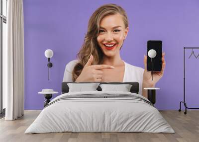 portrait of a happy young woman in white dress Wall mural