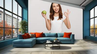 Portrait of a healthy cheerful woman Wall mural