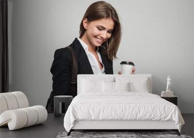 Portrait of a lovely smiling woman in suit Wall mural