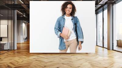 Portrait of a pretty cheerful casual african girl Wall mural