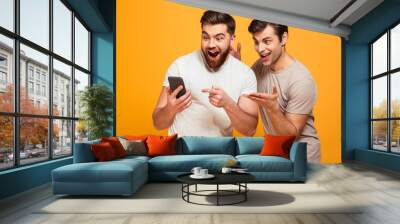 portrait of a two cheerful young men Wall mural