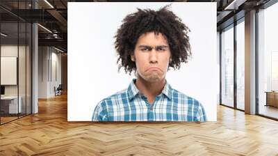 sad afro american man with curly hair Wall mural