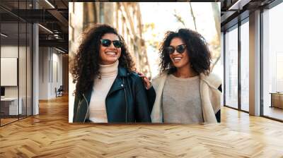 Two beautiful young stylish african women Wall mural