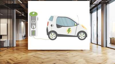 Flat Design of Electric car on charging station. Vector Electric car illustration.

 Wall mural