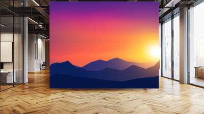 Vector polygonal landscape illustration - flat design Wall mural