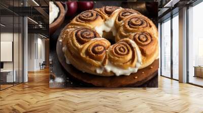 Cinnamon roll, AI generated pastry bun Wall mural