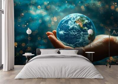 closeup hand holding globe Wall mural