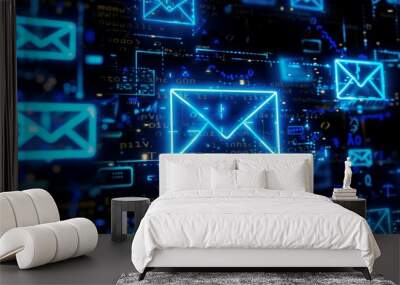 illustration abstract of digital email being sending Wall mural