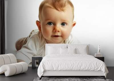 photo little baby boy isolate on white background Wall mural