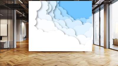 Design for posters, brochures, signs with clouds, sky. Paper cut pattern. Vector illustration Wall mural