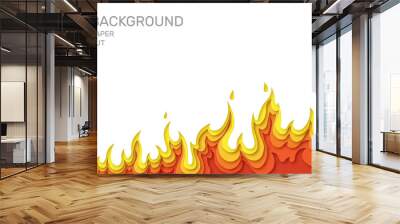 White poster with fire. Layered design in paper style. Place for text. Vector illustration Wall mural