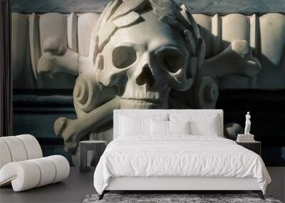 marble stone skull and bones sculpture Wall mural