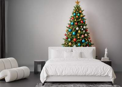 simple colourful christmas tree with gifts on a simple light background, copyspace Wall mural